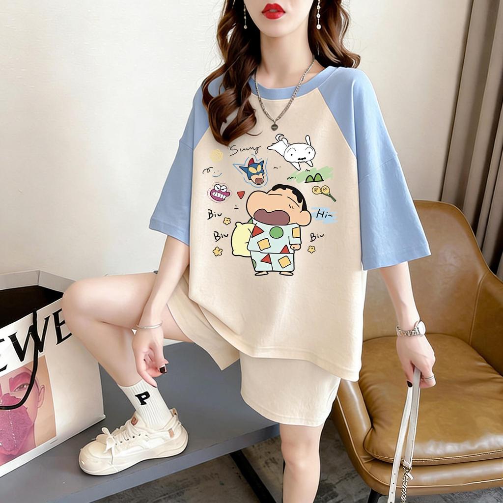 Women's Plus Size Cartoon Short Sleeve Mid-Length T-Shirt - Trendy, Loose, Versatile Summer Top