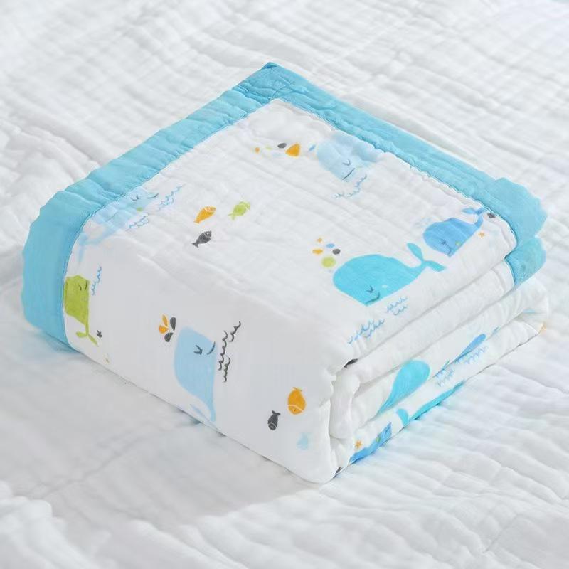 Premium Large Cotton Baby Bath Towel - A-Class 6-Layer Gauze, Wide Edge 110*110 cm (stretched)