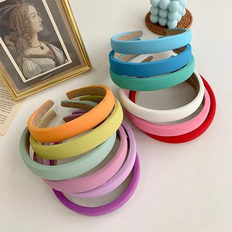 New Korean Colored Solid Sponge Hair Hoop for Women's Retro Knitted Soft Headwear Suitable for Various Styles of Accessories