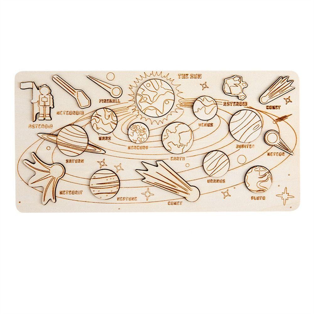Matching Science Children Boy Girl Solar System Puzzle Jigsaw Tray Wooden Puzzle Planet Puzzles