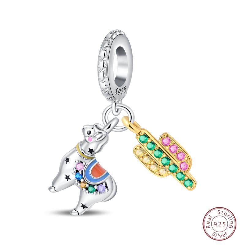 Copper Beaded Pendant Shiny Zircon Dessert Donut For Original 3Mm Bracelet Ladies Fine Jewelry