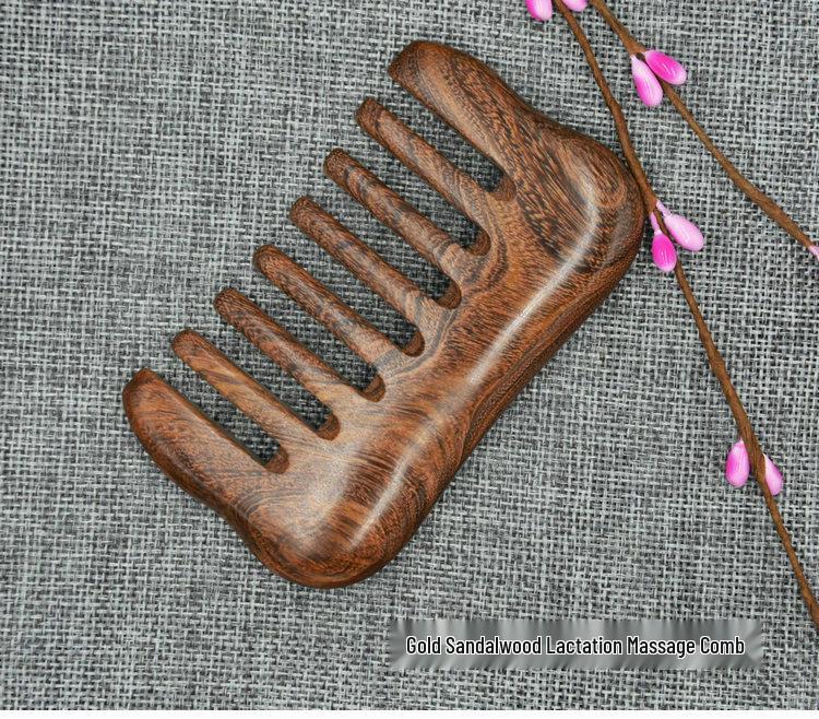 Green Sandalwood Gua Sha Wide-Tooth Comb for Scalp Massage & Hair Care