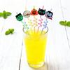 6PCS Halloween Themed Spiral Plastic Straws Reusable Long Drinking Straws for Mason Jar Tumbler Cups Festive Party Supplies