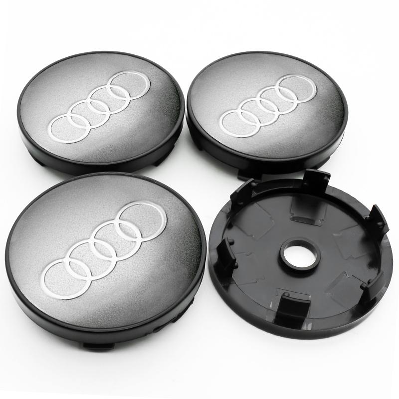 For Audi A34Pcs 56mm 60mm 61mm 68mm 69mm 77mm Car Wheel Center Hub Cap For Audi A1 A3 A4 A5 A6 A7 A8 Q2 Q5 Q7 Q3 TT RS S Rim Cover Stickers
