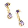 Les Trésors De Lily [D7983] - Gold Plated Earrings 'Pensées' Golden Violet - 24x4 Mm