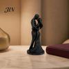 Dust Wipe Figurine 3D Printed Black & White Couple Hugging Statue, Minimalist Modern Sculpture with Abstract Embrace Artistic Textured Ornament Form,