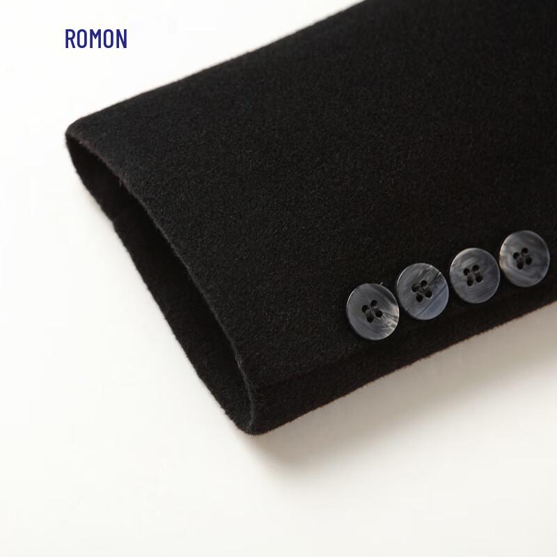 ROMON Men's 100% Wool Double-faced Overcoat with Goose Down Liner