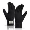 Winter Knitted Gloves Windproof Warm Thickened Plush Lined Touch Screen Cycling Driving Gloves Anti-Cold Outdoor Running Gloves