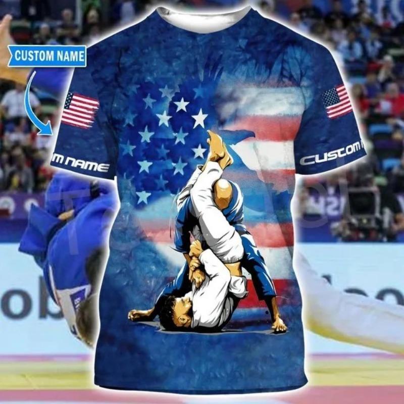 Moda Estiva Uomo Judo T-shirt Stampata 3D Manica Corta Street Casual Sport Fitness Arte Marziale Oversize Nuovi Top Girocollo