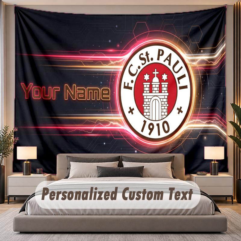Custom Name Text Tapestry FC St. Pauli Personalized Polyester Wall Tapestry For Bedroom And Room