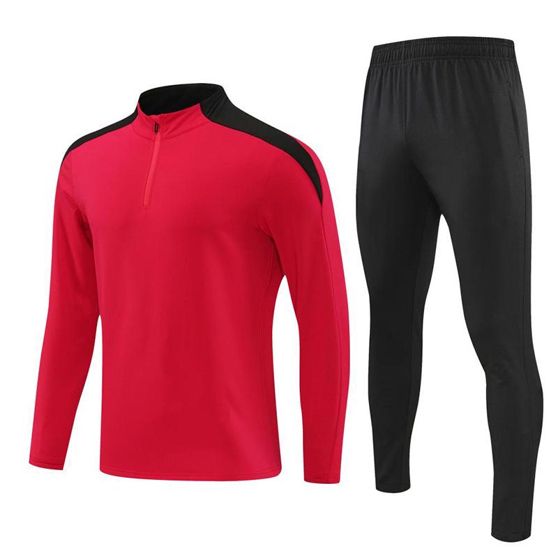 Cross-border Half-pull Long-sleeved Football Jersey Set Printed Adult Jersey Spring Autumn and Winter Long-sleeved Training Jersey Sportswear Jacket