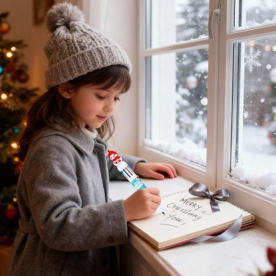 Christmas Ballpoint Pens 10-in-1 Retractable Cute Santa Snowman Pens Festive Writing Tool for Kids School Supplies Students