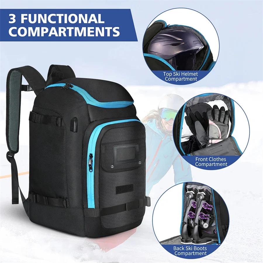 Multifunctional Ski Backpack with Dry/Wet Separation and Large Capacity