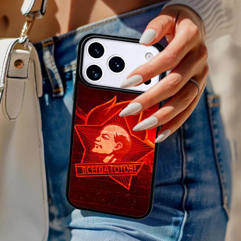 Lenin Soviet Union Flag Phone Case For iPhone 17 Air 14 15 13 12 Max Cover For Apple 16e 11 Pro Max Plus Coque