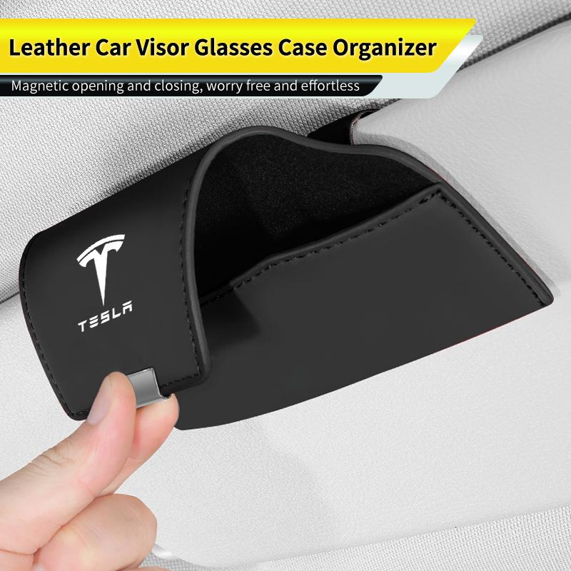 Magnetic Car Visor Glasses Holder Sunglasses Storage Box Interior For Tesla Model 3 Model S Model X Model Y Roadster Bonina C