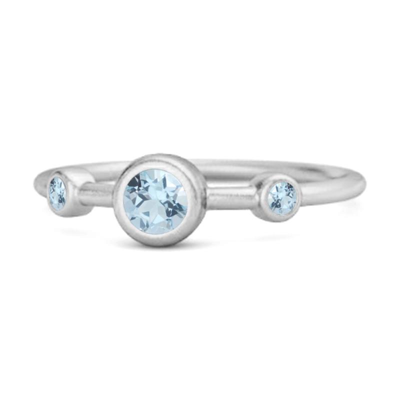 Blue Topaz Triple Bezel-Set Ring - 925 Sterling Silver 9