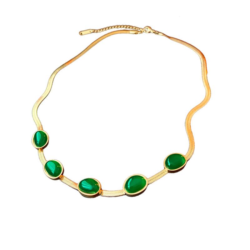 

Изумрудное ожерелье Винтажный дизайн Цепочка на ключицу Цепочка на шею Модная темпераментная цепочка