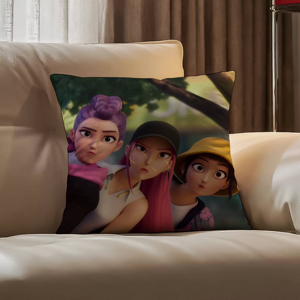 K-Pop D-Demon H-Hunters Pillow Case Anti-dustmite Pillowcase Invisible Zipper Silky Short Plush Sofa Cushion Cover