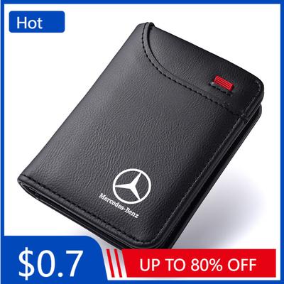 Araba Çıkartması PU Araba Mini Cüzdan Hafif İnce Geniş Kapasiteli Cüzdan Aksesuarları Mercedes Benz A C E S G Sınıfı GLC CLE CLA İçin
