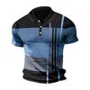 Men's Casual Striped Print Polo Shirt with Short Sleeves for Summer