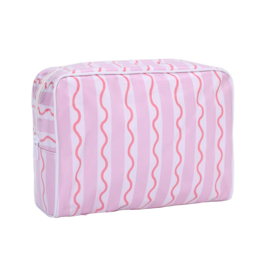 Polyester PVC Cosmetic Bag Double-layer Color-printed Cosmetic Storage Bag Waterproof Portable Makeup Organizer
