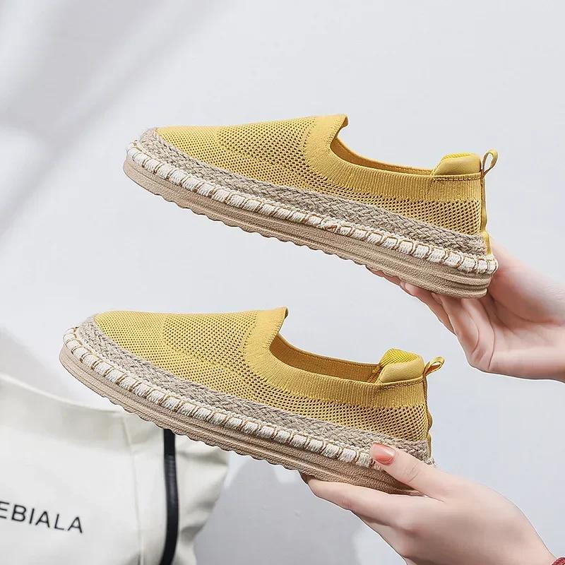 Fashion Women's Breathable Sneakers Flat Casual Shoes Slip on Ladies Loafers Vulcanized Shoes Walking Sneaker Footware 2025