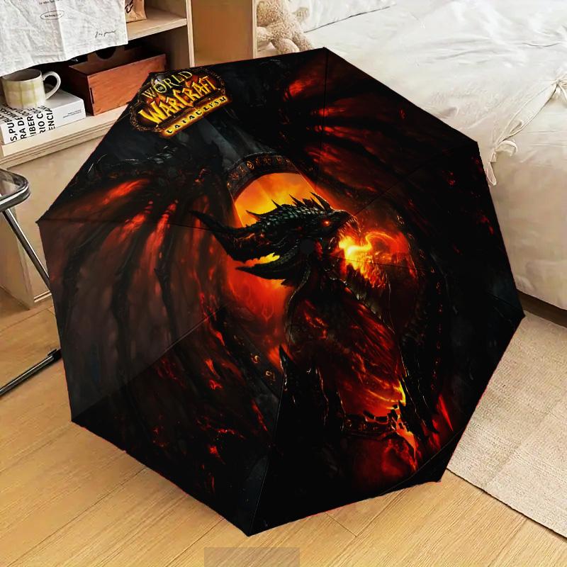 Dragon's Fiery Warcraft game Automatic Folding Umbrella - 8-Rib Travel Umbrella with Auto Open/Close & Portable Gifts for holidays or birthdays