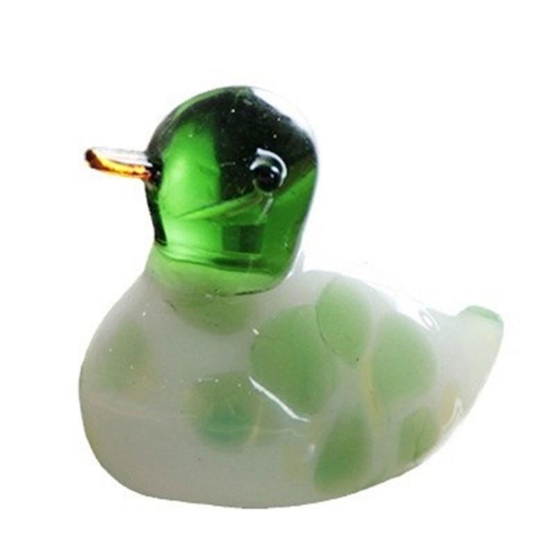 Collectible Art Glass Miniature Glass Duck Figure Animal Miniature Figurines Table Ornaments Handmade Duck Statue