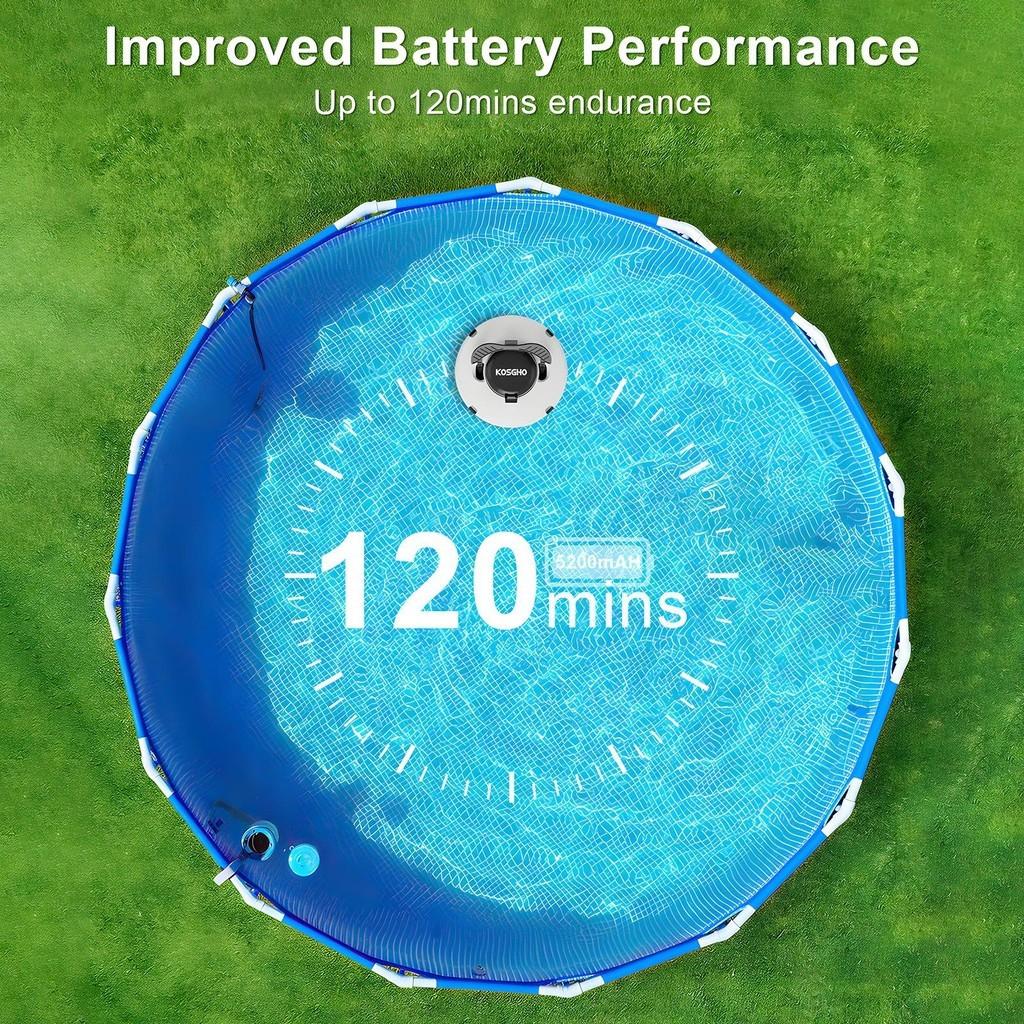 IPX8 Dual-Motor Strong Suction Automatic Pool Vacuum Waterproof Pool Cleaning Robot Cordless Robotic Pool Cleaner