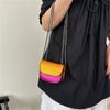 Women's K-G PU Mini Colorful Splicing Chain Bag Fashionable And Versatile Saddle Bag Single Shoulder Crossbody Bag