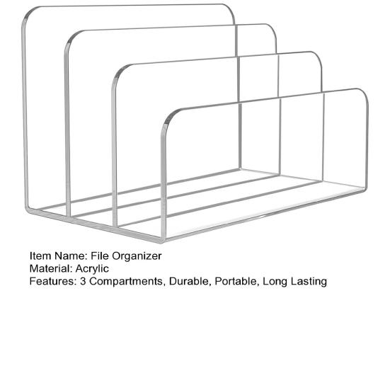Post-Organizer, Briefhalter, 3 Fächer, hochfest, transparent, vertikaler Aktensortierer, Schreibtisch-Organizer, Bürobedarf