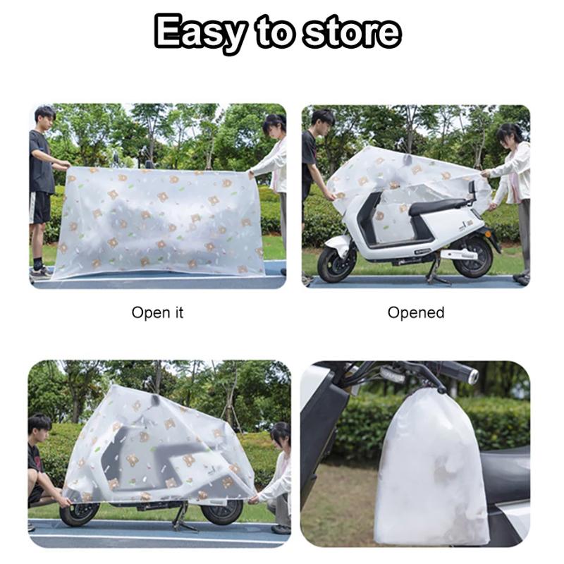 1PC Waterproof Cartoon Pattern Electric Bike Raincover Universal Motorcycle Cover Thickening Sunshade Cute