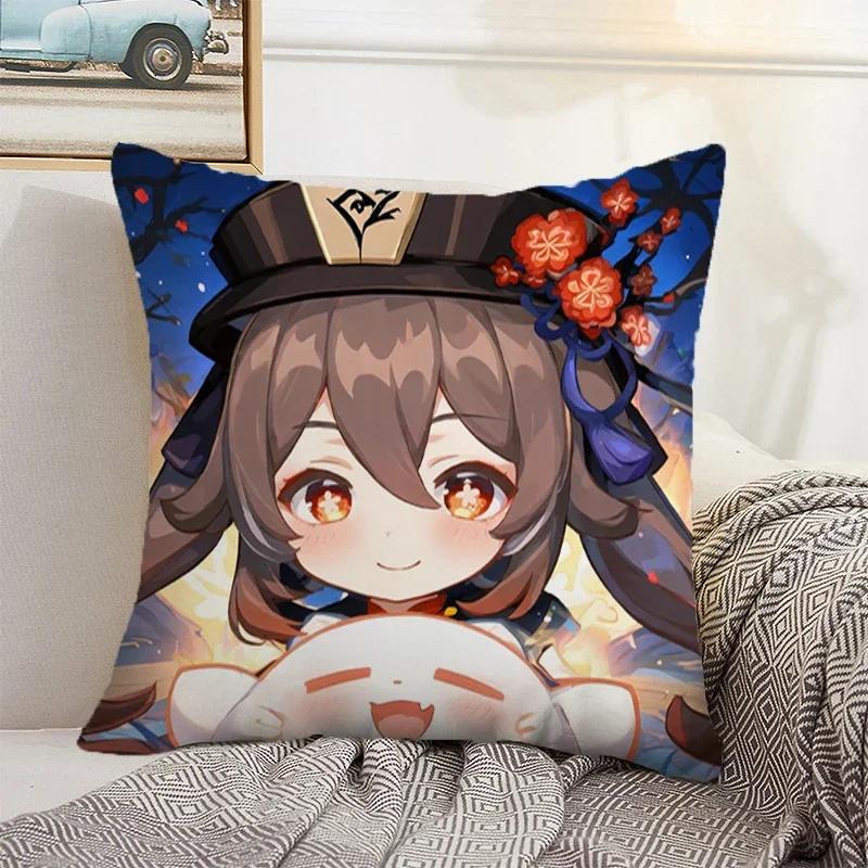 Genshin Impact Cushion Cover 45*45 Pillow Covers Decorative Sofa Cushions Pillowcase  Pillows Decor Home Pillowcases