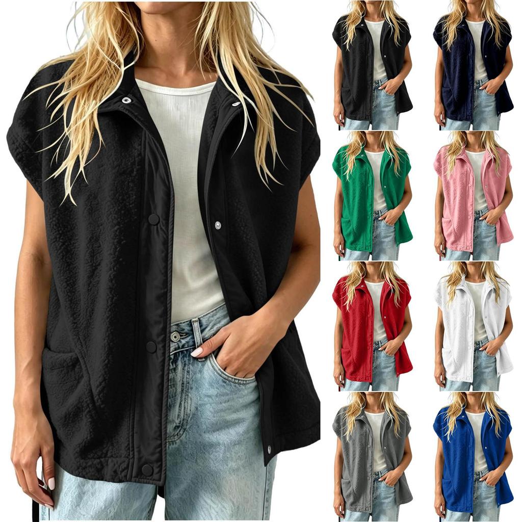Women's Casual Sleeve Button-Up Loose Fit Jacket with Pockets for Everyday Wear
