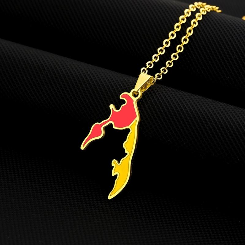 Collana Ciondolo Tamil Eelam Acciaio Inossidabile Mappa Geometrica Charms Collane Gioielli di Moda per Donne e Uomini