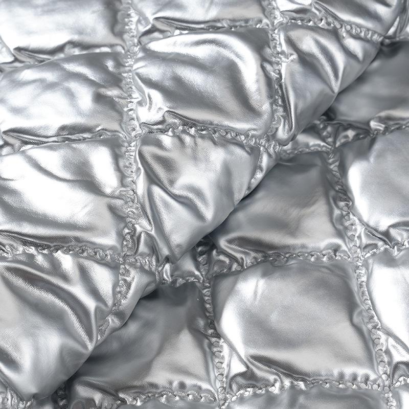 Ultrasonic Quilted Wireless Fabric Plaid Down Jacket PU Handbag Leather Fabric