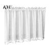 Landhausstil Badezimmerfensterdekoration Boho Kurzer Vorhang, Küche Café Transparenter Vorhang mit Quasten, Vintage Abdeckungen Blumenpflanzen Druck Bauernhaus