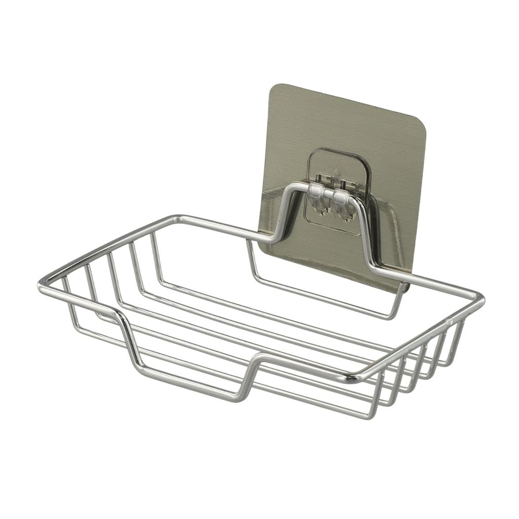 Stainless Steel Soap Box Soap Rack Soap Storage Rack Punch Free Suction Cup Wall-Mounted Bathroom Drain Tracel