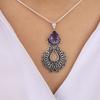 Natural Iolite Gemstone Oxidize Pendant 1.8" 925 Sterling Silver Women Jewelry For Wedding/Birthday Gift CP-45-13