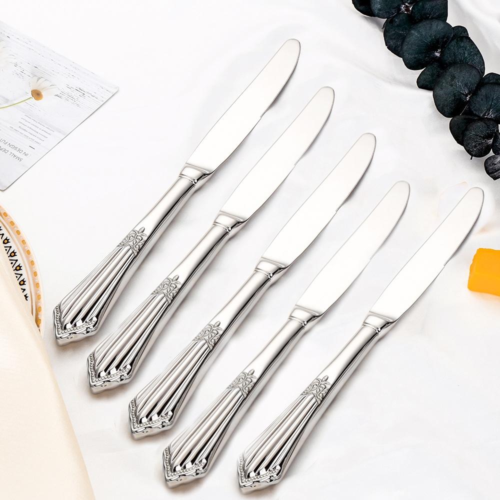 10,1" Vergoldetes Luxus-Tafelmesser-Set mit hohlem Griff Spülmaschinenfest Edelstahl Silber Tafelmesser 2/3/4/5/6 Stück