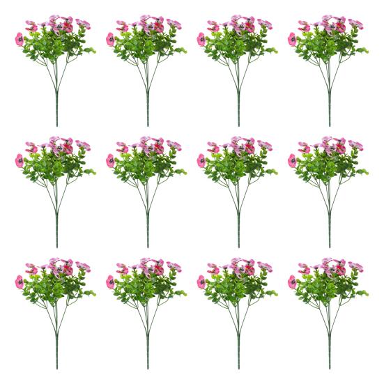 

12 шт. искусственных цветов анютины глазки, устойчивых к ультрафиолетовому излучению, искусственные шелковые цветы, красочные искусственные светло-розовый