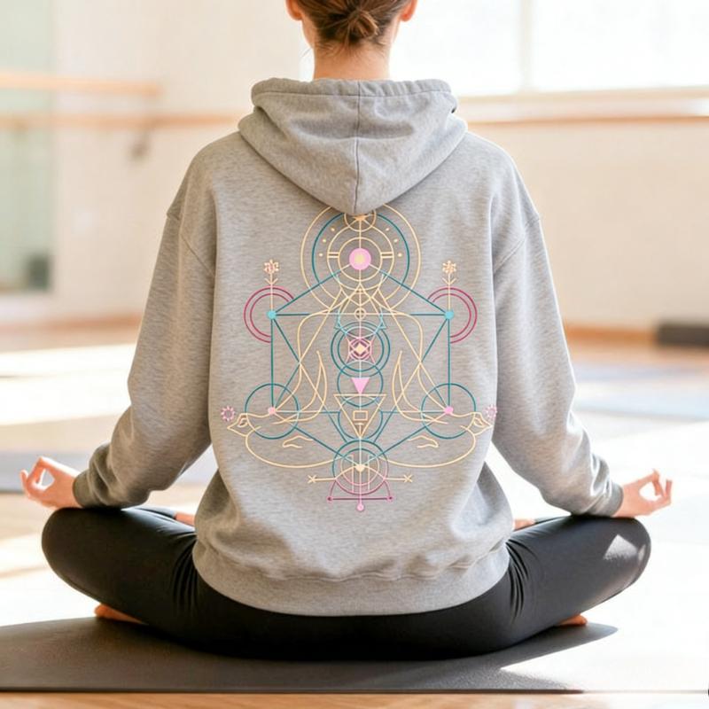 Spiritual Yoga Sweatshirt Meditation Clothing Mindfulness Gift Chakra Hoodie Yoga Mom Sweatshirt Boho Sacred Geometry Hoodie Top