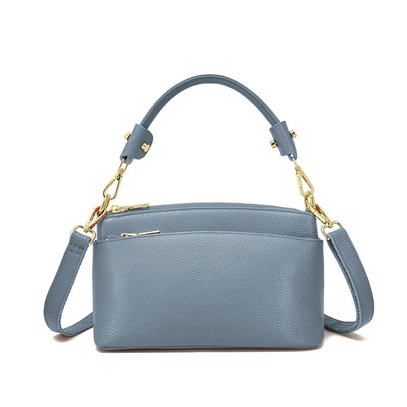 Women Cowhide Genuine Leather Shoulder Bag Lady Luxury Designer Fashi Retro Bags Female Cow Real Leather Handbag for Ladies