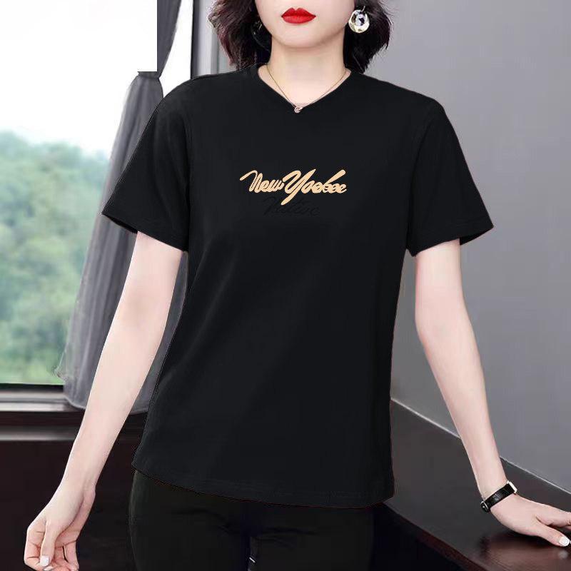 2026 Summer Women's Casual Loose Round Neck Letter Print Short-Sleeve T-Shirt