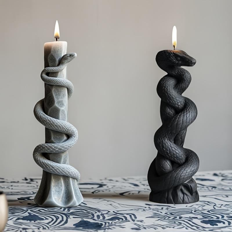 Cobra Silikonová forma na svíčky 3D Realistický design hada se složitými šupinami, pro svíčky/pryskyřici/sádru, snadné vyjímání z formy, DIY řemeslná pomůcka pro domácí dekoraci
