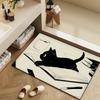 Cute Kawaii Black Cat Door Mat Bath Microfiber Decorative Versatile Flannel Floor Mat Quick Dry Absorbent Non-slip Sole