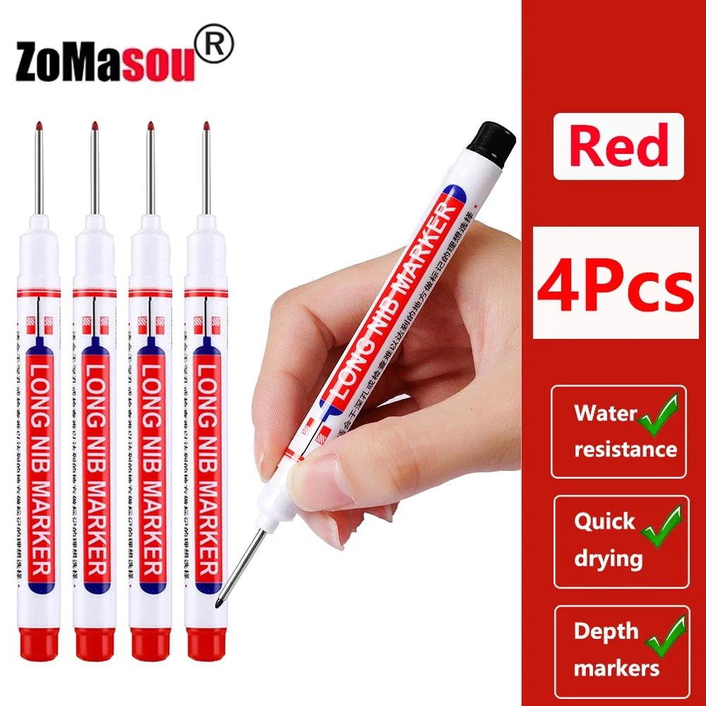 1/8/40/80Pcs Long Head Markers Pen Multi-purpose for Woodworking Tile Decoration Deep Hole Marker Pens Red/Black/Blue/Green Ink