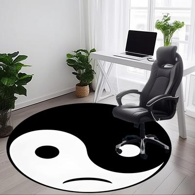 1pc Yin Yang Symbol Chair Carpet for Office Non-Slip, Machine Washable Rug for Office, Room - Holiday Decor, Machine Made Yy251016081