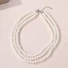 Imitation pearl necklace accessories fashionable retro multi-layer stacking wearing light luxury women's neck chain