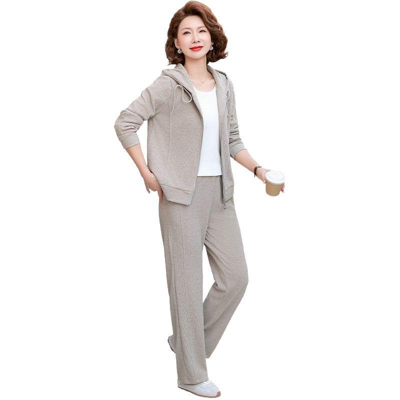 Costum Sport Casual de Primăvară și Toamnă 2025: Set din două piese cardigan și bluză pentru femei de vârstă mijlocie